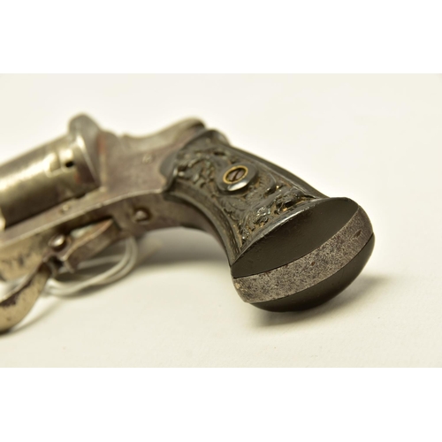 341 - AN ANTIQUE 7MM PIN-FIRE REVOLVER, made in Liege, It has been fitted with a replacement hammer and th... 