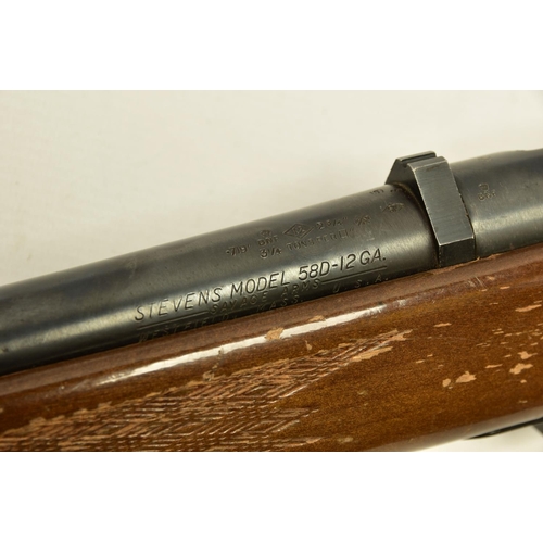 343 - A 12 BORE STEVENS MODEL 58D BOLT ACTION SHOTGUN BY THE SAVAGE ARMS COMPANY, serial number A923107, f... 