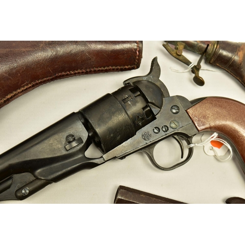 344 - A LEATHER HOLSTER FOR A .455   WEBLEY & SCOTT REVOLVER stamped R.W. STIBY 1917, together with an ant... 