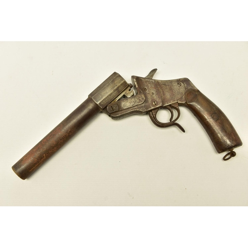 347 - A 27MM HEBEL GERMAN WWI FLARE/SIGNAL PISTOL, in correct working order, the metal work has lost all i... 