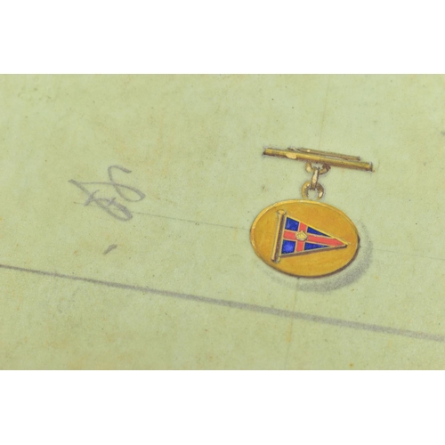 35 - AN EARLY 20TH CENTURY ORIGINAL JEWELLERY DESIGN BY CARTIER, the gouache rendered illustration on tra... 