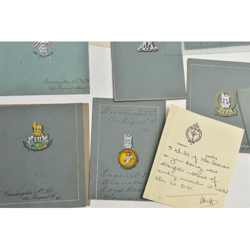 39 - A LARGE COLLECTION OF 'CARRINGTON & CO MILITARY SILVERSMITHS' EARLY TO MID 20TH CENTURY GOUACHE JEWE... 