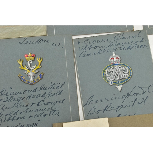 39 - A LARGE COLLECTION OF 'CARRINGTON & CO MILITARY SILVERSMITHS' EARLY TO MID 20TH CENTURY GOUACHE JEWE... 