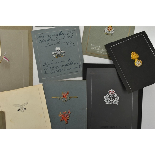 39 - A LARGE COLLECTION OF 'CARRINGTON & CO MILITARY SILVERSMITHS' EARLY TO MID 20TH CENTURY GOUACHE JEWE... 