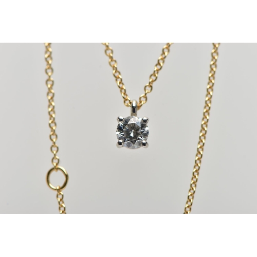 6 - AN 18CT YELLOW AND WHITE GOLD TIFFANY & CO DIAMOND PENDANT NECKLACE, set with a round brilliant cut ... 