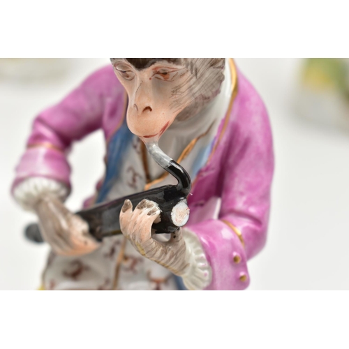 123 - A TWELVE PIECE 20TH CENTURY (POTSCHAPPEL) DRESDEN PORCELAIN MONKEY ORCHESTRA,  comprising conductor,... 