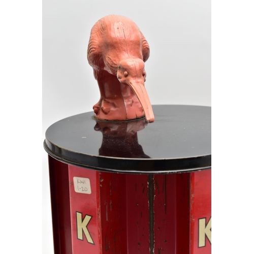 136 - ADVERTISING INTEREST, a red and black metal revolving counter top 'KIWI' shoe polish display stand w... 