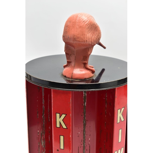 136 - ADVERTISING INTEREST, a red and black metal revolving counter top 'KIWI' shoe polish display stand w... 