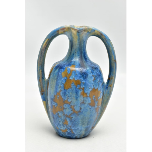 144 - PIERREFONDS - AN EARLY 20TH CENTURY FRENCH STUDIO POTTERY VASE, the ovoid body rising to an elongate... 