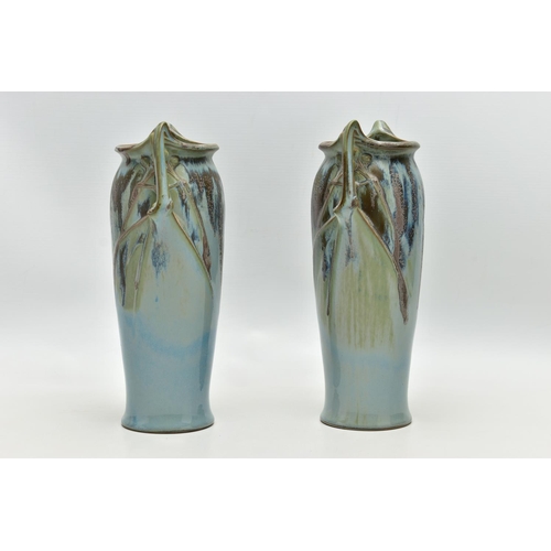 146 - DENBAC - TWO EARLY 20TH CENTURY FRENCH STUDIO POTTERY VASES, Art Nouveau in style, the twin handled ... 