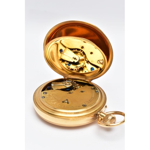 12 - A LATE VICTORIAN 18CT GOLD HALF HUNTER KEYLESS WIND POCKET WATCH BY EDWARD F ASHLEY, blue enamel cha... 