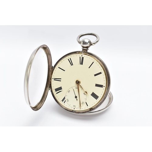 14 - AN EARLY VICTORIAN SILVER CASED KEY WOUND OPEN FACE POCKET WATCH WITH GLASS DOME PRESENTATION CASE, ... 