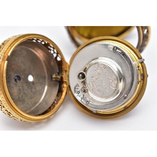 18 - A GEORGE III PAIR CASED, QUARTER REPEATER VERGE POCKET WATCH BY 'DANIEL & THOMAS GRIGNION', circa 17... 