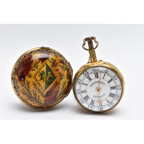 18 - A GEORGE III PAIR CASED, QUARTER REPEATER VERGE POCKET WATCH BY 'DANIEL & THOMAS GRIGNION', circa 17... 