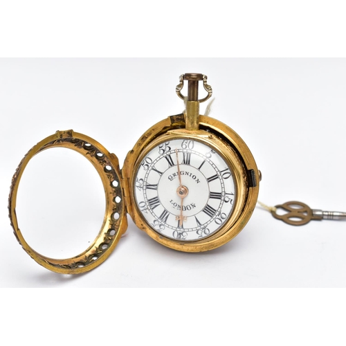 18 - A GEORGE III PAIR CASED, QUARTER REPEATER VERGE POCKET WATCH BY 'DANIEL & THOMAS GRIGNION', circa 17... 