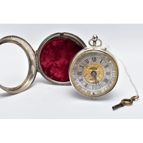 20 - A GEORGE III SILVER 'OIGNON' PAIR CASE VERGE KEY WOUND POCKET WATCH SIGNED JOHN SHEPHERD, the silver... 