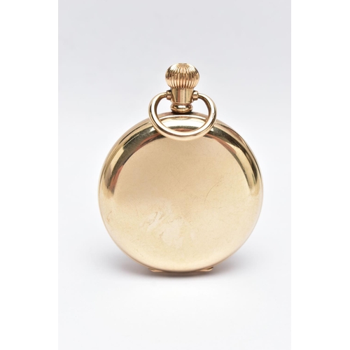 22 - AN EARLY 20TH CENTURY GOLD PLATED FULL HUNTER POCKET WATCH, the front engraved with the regimental b... 