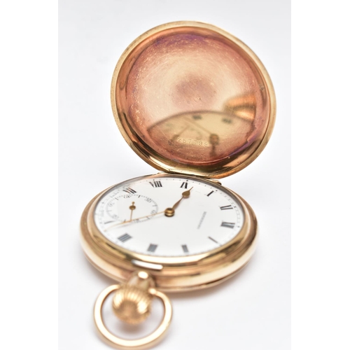 22 - AN EARLY 20TH CENTURY GOLD PLATED FULL HUNTER POCKET WATCH, the front engraved with the regimental b... 