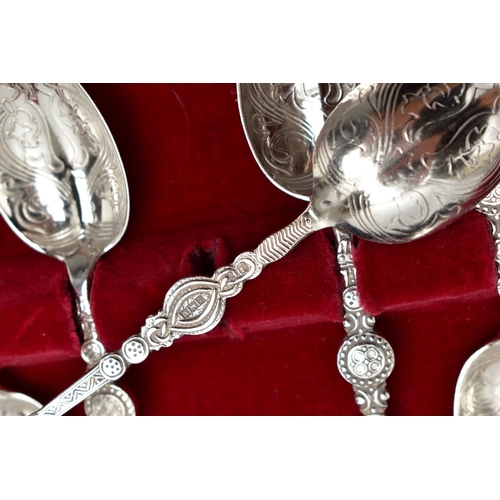 53 - A CASED SET OF TWELVE ELIZABETH II SILVER REPLICAS OF THE CORONATION ANOINTING SPOON, maker's mark i... 