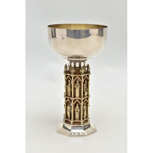 63 - AN ELIZABETH II PARCEL GILT SILVER AURUM LIMITED EDITION WELLS CATHEDRAL GOBLET, designed by Hector ... 