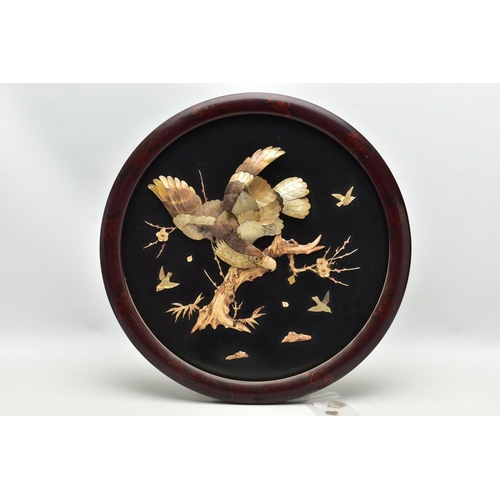 171 - A PAIR OF EARLY 20TH CENTURY SHIBAYAMA CIRCULAR PANELS AND ANOTHER SIMILAR OVAL, all three depicting... 