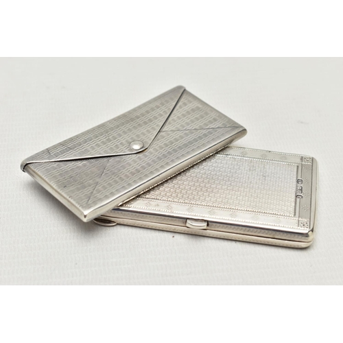 88 - TWO SILVER CARD CASES, comprising a Victorian example of rectangular form with rounded corners, engi... 