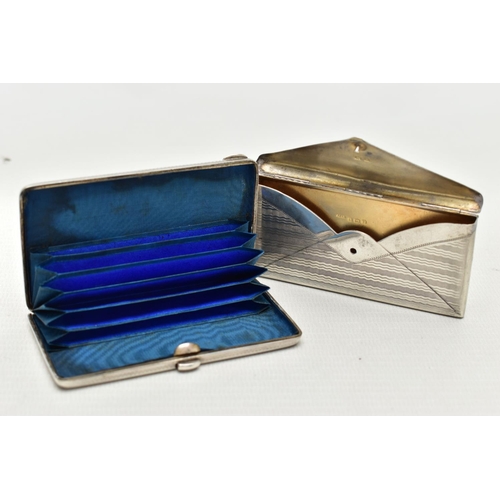 88 - TWO SILVER CARD CASES, comprising a Victorian example of rectangular form with rounded corners, engi... 