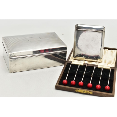 90 - A GEORGE V SILVER CIGARETTE CASE OF RECTANGULAR FORM WITH DOUBLE HINGED MECHANISM, the plain case en... 