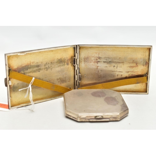 92 - A 20TH CENTURY YELLOW AND WHITE METAL CIGARETTE CASE OF RECTANGULAR FORM, the case exterior with ver... 