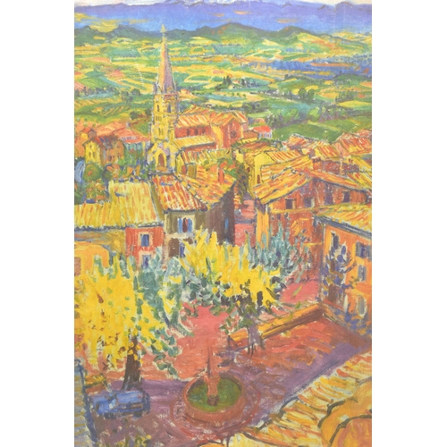 213 - FREDERICK GORE RA (BRITISH 1913-2009) 'BONNIEUX, MOUNT VENTOUX IN THE DISTANCE', a signed limited ed... 