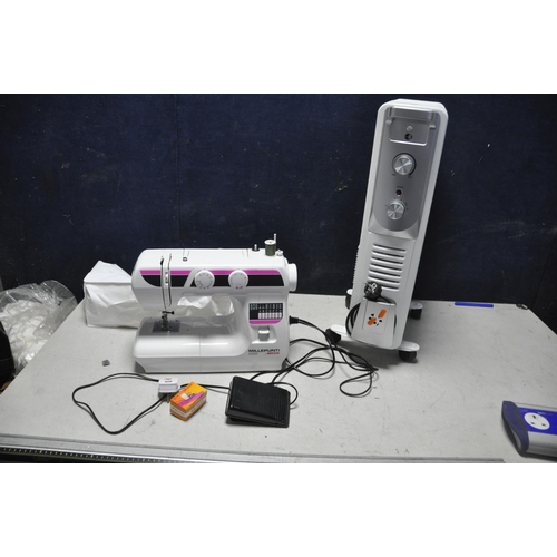 1067 - A MILLEPUNTI 288 SEWING MACHINE (PAT pass and working) and an Equation Radiator style heater (euro p... 