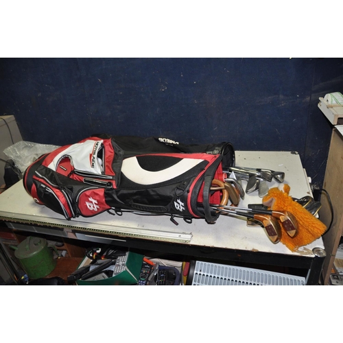 1114 - TWO GOLF BAGS CONTAINING THIRTEEN LYNX AND TOM WEISKOPF CLUBS