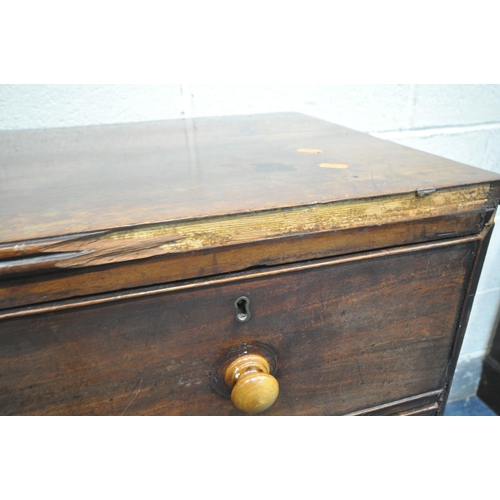 1206 - A GEORGIAN MAHOGANY CHEST OF TWO SHORT OVER TWO LONG DRAWERS, width 90cm x depth 49cm x height 90cm ... 