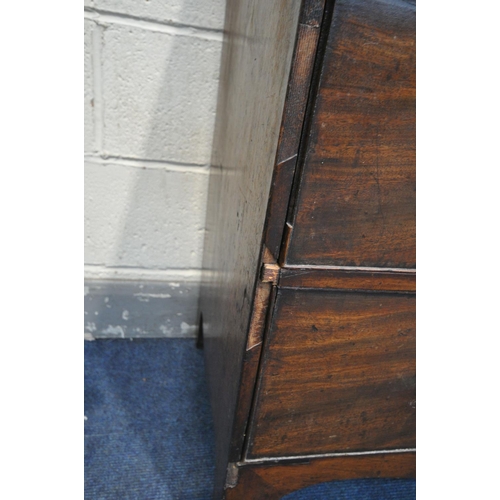 1206 - A GEORGIAN MAHOGANY CHEST OF TWO SHORT OVER TWO LONG DRAWERS, width 90cm x depth 49cm x height 90cm ... 