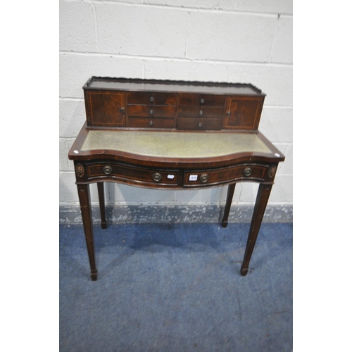 1270 - A 20TH CENTURY SHERATON STYLE MAHOGANY LADIES WRITING DESK, with two doors, and five various drawers... 