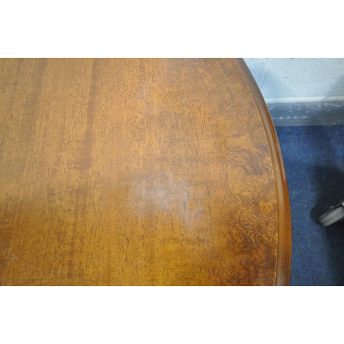 1286 - A 20TH CENTURY NATHAN MAHOGANY AND BURR ASH OVAL EXTENDING DINING TABLE, open length 175cm x closed ... 