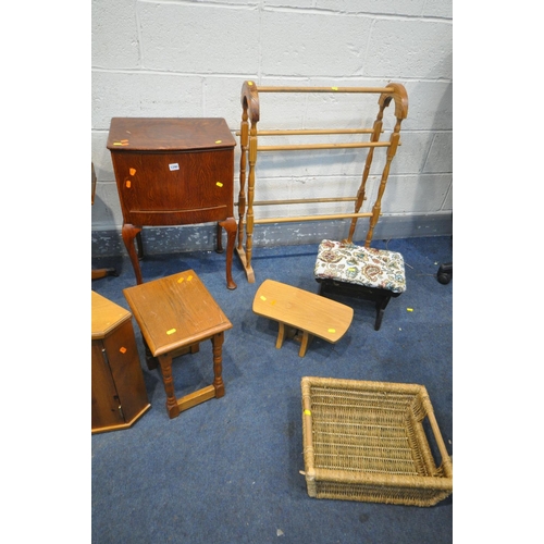 1290 - A SELECTION OF OCCASIONAL FURNITURE, to include a pair of metal folding tables, with coloured glass ... 