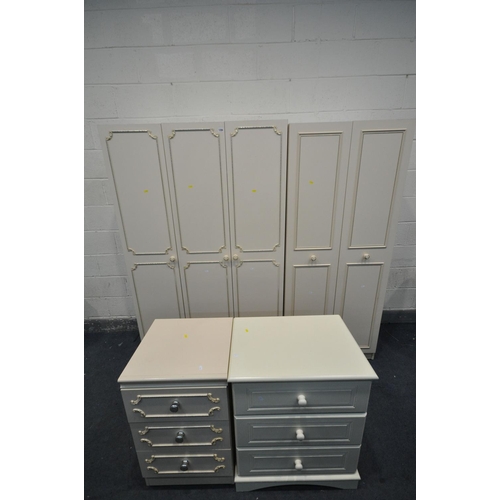 1299 - A MATCHED FRENCH BEDROOM SUITE, comprising two sized wardrobes, largest wardrobe width 76cm x depth ... 