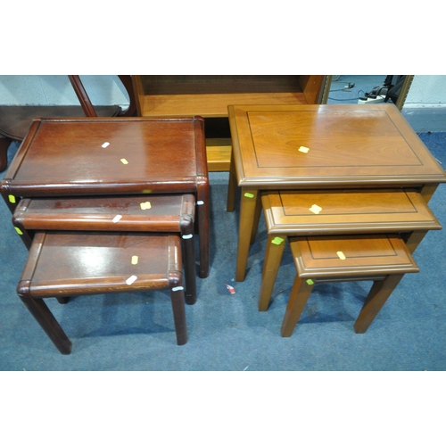 1300 - A SELECTION OF OCCASIONAL FURNITURE, to include a teak open bookcase, a demi lune hall table, two ne... 