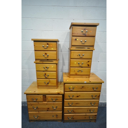 1330 - SIX PIECES OF PINE BEDROOM FURNITURE, to include a chest of five and a chest of four drawers, and  t... 