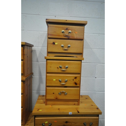 1330 - SIX PIECES OF PINE BEDROOM FURNITURE, to include a chest of five and a chest of four drawers, and  t... 