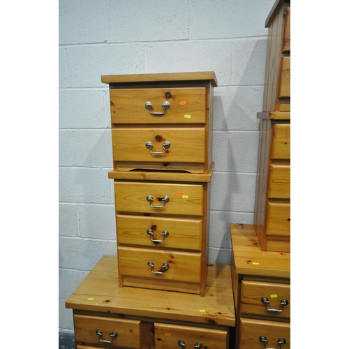 1330 - SIX PIECES OF PINE BEDROOM FURNITURE, to include a chest of five and a chest of four drawers, and  t... 