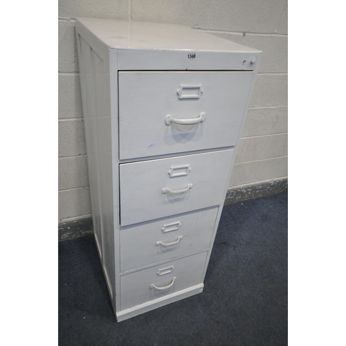 1348 - A WHITE PAINTED PINE FOUR DRAWER FILING CABINET, width 51cm x depth 65cm x height 132cm (condition -... 