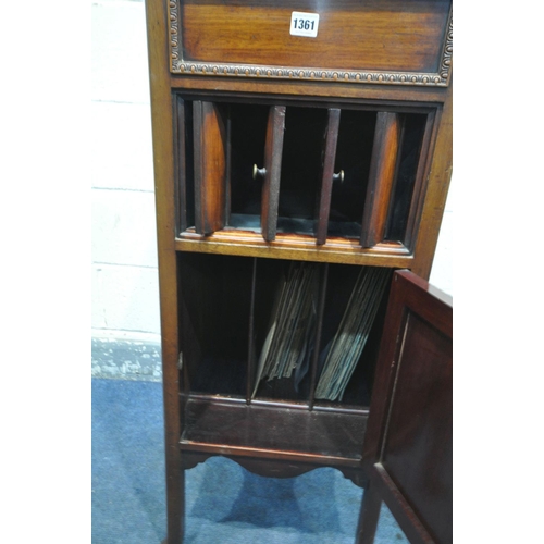 1361 - A 20TH CENTURY MAHOGANY GRAMOPHONE CABINET, with four louvre revolving sections for volume regulatio... 