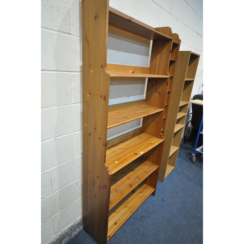 1369 - A PINE IKEA SIX TIER WATERFALL BOOKCASE, width 93cm x depth 33cm x height 198cm, a slim pine bookcas... 