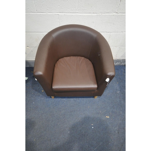 1382 - A BROWN LEATHERTEE TUB CHAIR