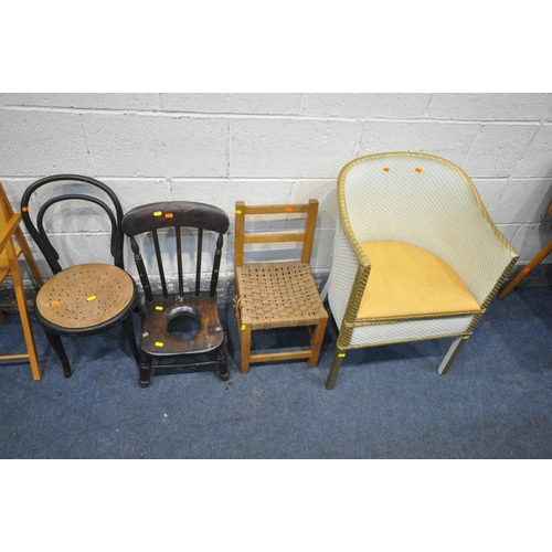 1391 - A SELECTION OF CHAIRS/STOOLS, to include a sputnik satellite chair, a mahogany stool, a bentwood chi... 