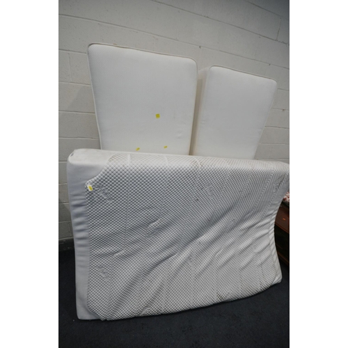 1398 - A TEMPUR 4FT6 MATTRESS, and a pair of Dunlopilo divans (condition - mattress dirty)