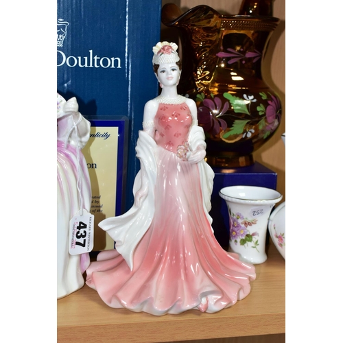 437 - A GROUP OF CERAMICS, comprising a boxed Royal Doulton Eleanor figurine HN3906 from the Peggy Davies ... 