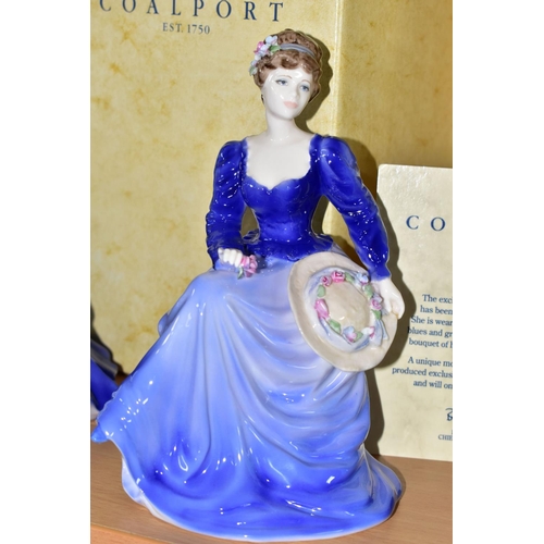 448 - FOUR BOXED COALPORT FIGURINES, comprising Ladies of Fashion 'Anne' Figurine of the Year 1997, with c... 